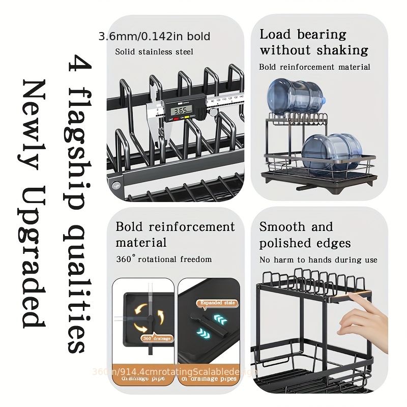 Double Tier Large Metal And Carbon Steel Cutlery Rack for Kitchen Countertop, Space Saving And Durable, with Knife, Fork And Cup Holders And Draining Board, Rustproof Large Two Tier Metal Cutlery Rack, Make The Kitchen More Concise And Organized. 9 Double Tier Large Metal And Carbon Steel Cutlery Rack for Kitchen Countertop, Space Saving And Durable, with Knife, Fork And Cup Holders And Draining Board, Rustproof Large Two Tier Metal Cutlery Rack, Make The Kitchen More Concise And Organized. - Image 9