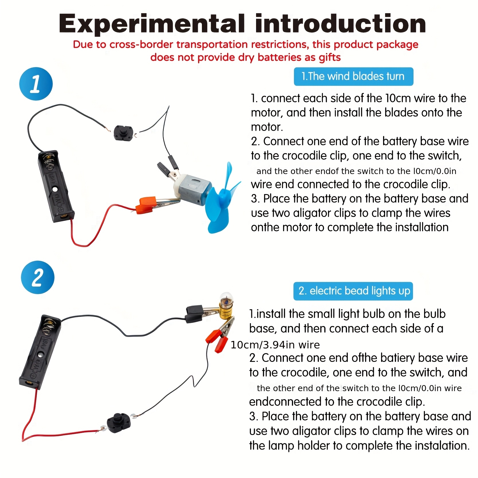 Random Fan Blades Color Electrical Circuit Experiment Kit