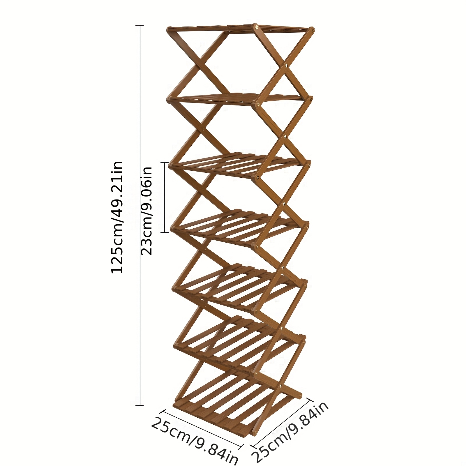 7-layer Shoe Rack, Space-, 25x25x125cm, Retractable, No , Made Of Bamboo
