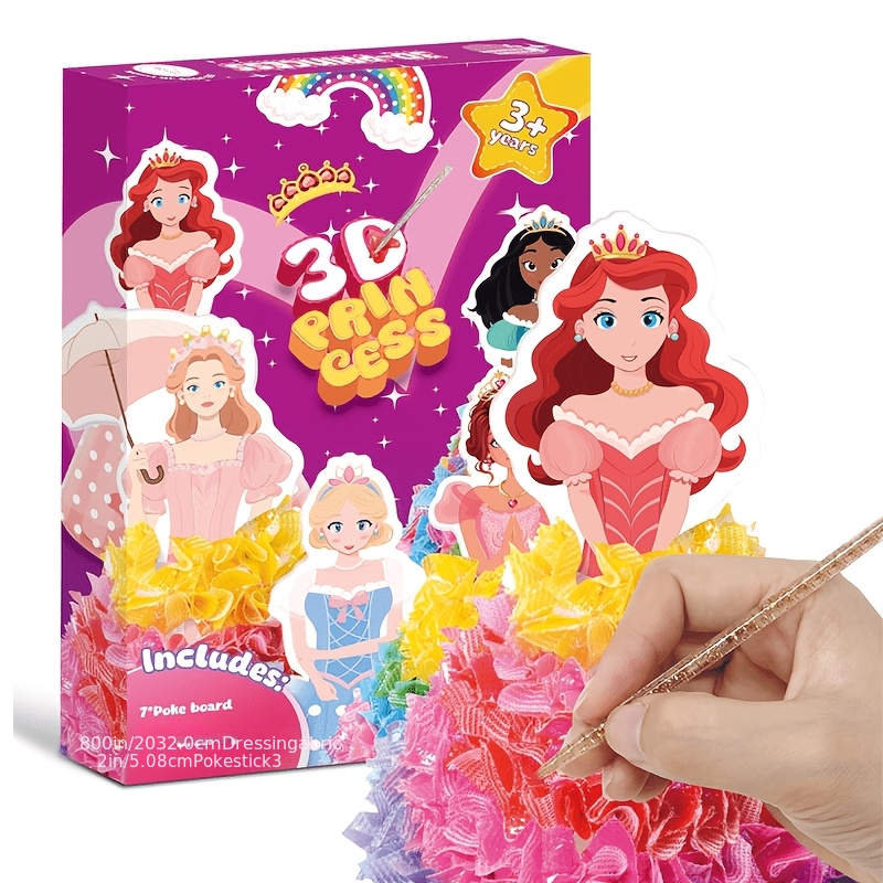 Image of Princess Art Craft Kit - 3d Fabric Diy Set With 5 Princesses, Castle, Wand & Fabric Pieces, Mess-free Creative Activity Toys, Perfect Birthday & Christmas Gift