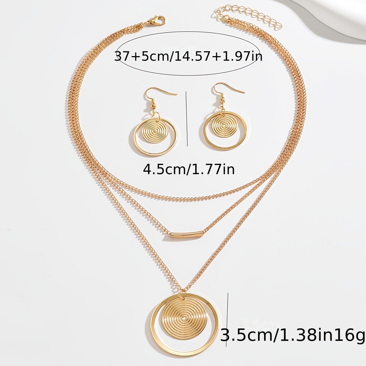 2pcs Women's Jewelry Set, Minimalist 3-Layer Chain & Earrings