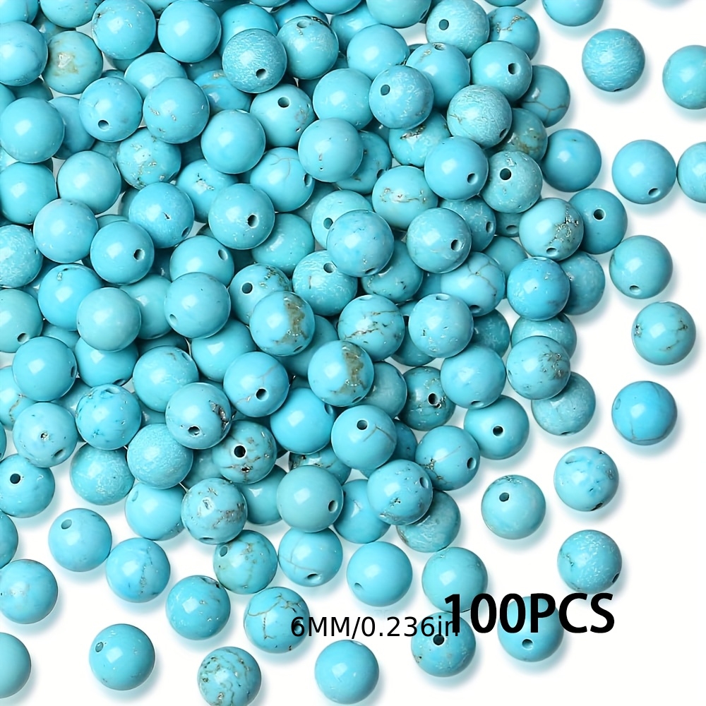 TEMU 100pz Perline Turchesi Multimisura 4mm-10mm Pietra Perline Sciolte Perline Decorative Perline per Creazione di Gioielli Fai da Te Collane con