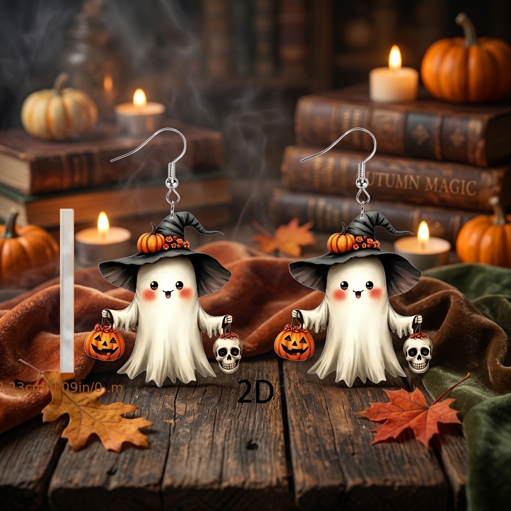 Retro Ghost Pattern Dangle Earrings for Autumn/Winter