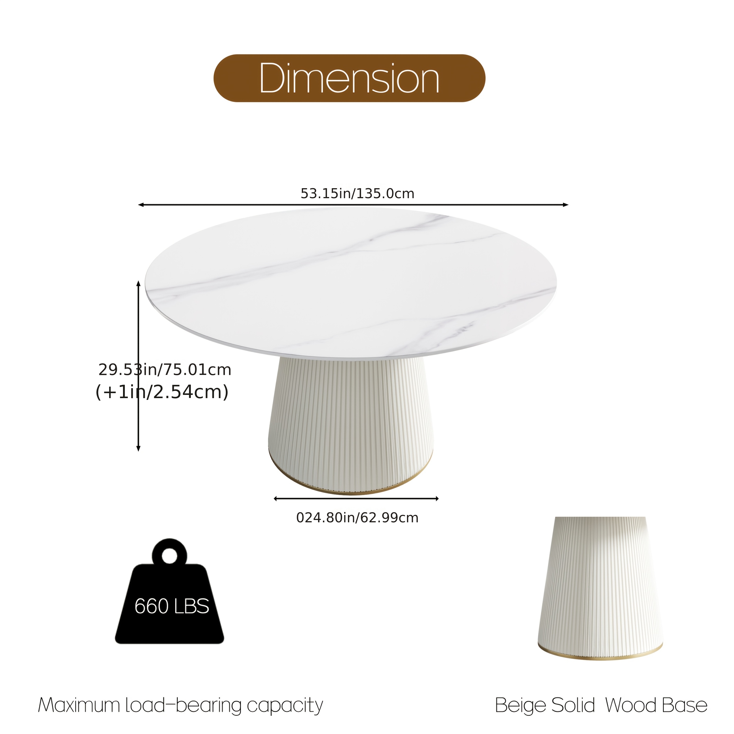 53   table suitable for 6 8 people table only chairs not included   dining rooms or kitchens featuring a glossy sintered stone top and a beige solid wood base ideal for restaurants as well Product details 5