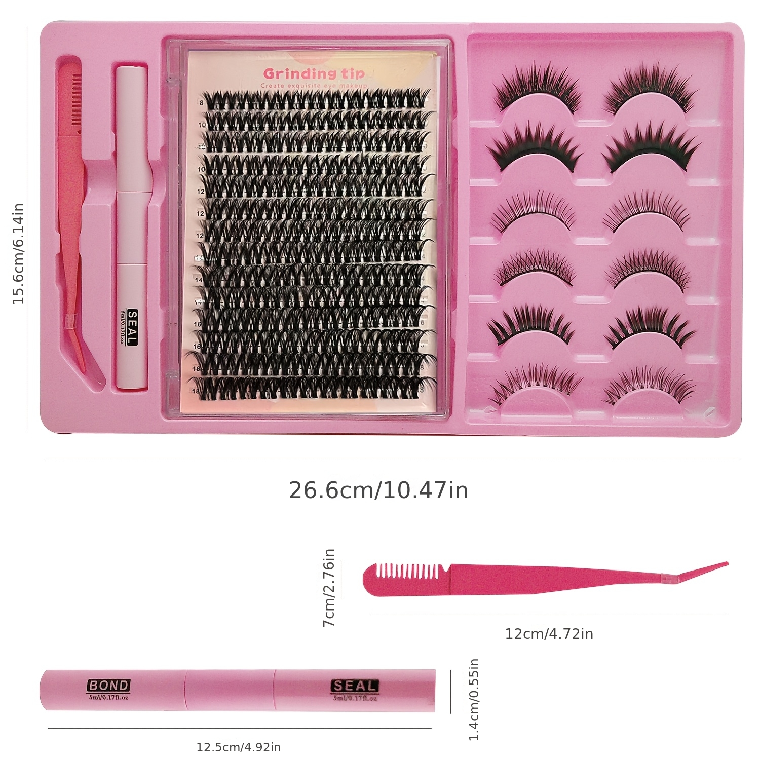 Image of False Eyelash Set 042 Clustered False Eyelashes, Hair Eyelash Sealing Layer Tweezers Set 8-16mm Eyelash Set Suitable For Makeup Looks, Dating, Daily Thick Makeup, Natural Makeup