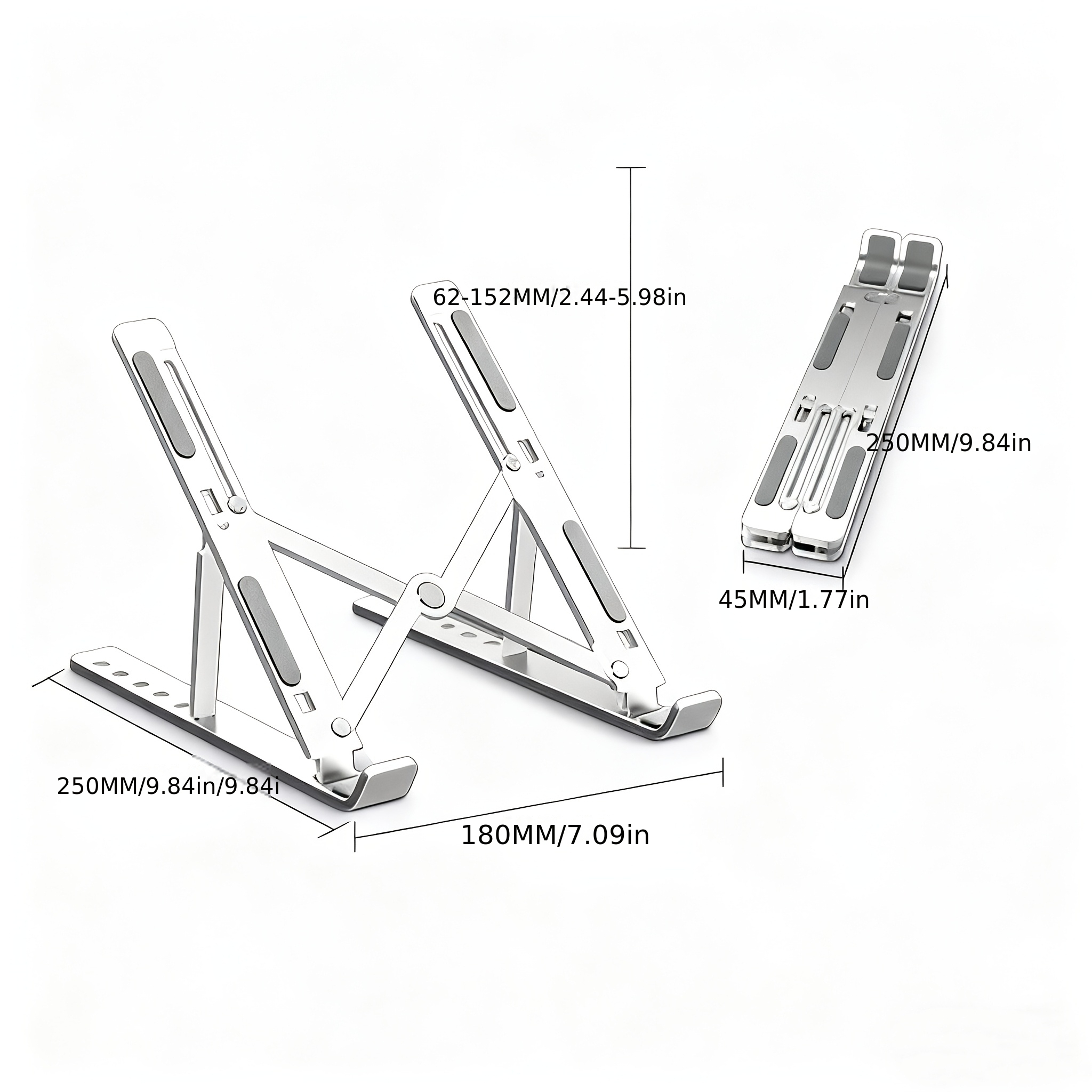 1 soporte para computadora portátil, de aleación de aluminio y diseño antideslizante de silicona, 6 velocidades de ajustable, diseño ergonómico, fuerte capacidad de carga, elevación de escritorio de computadora y disipación de 3