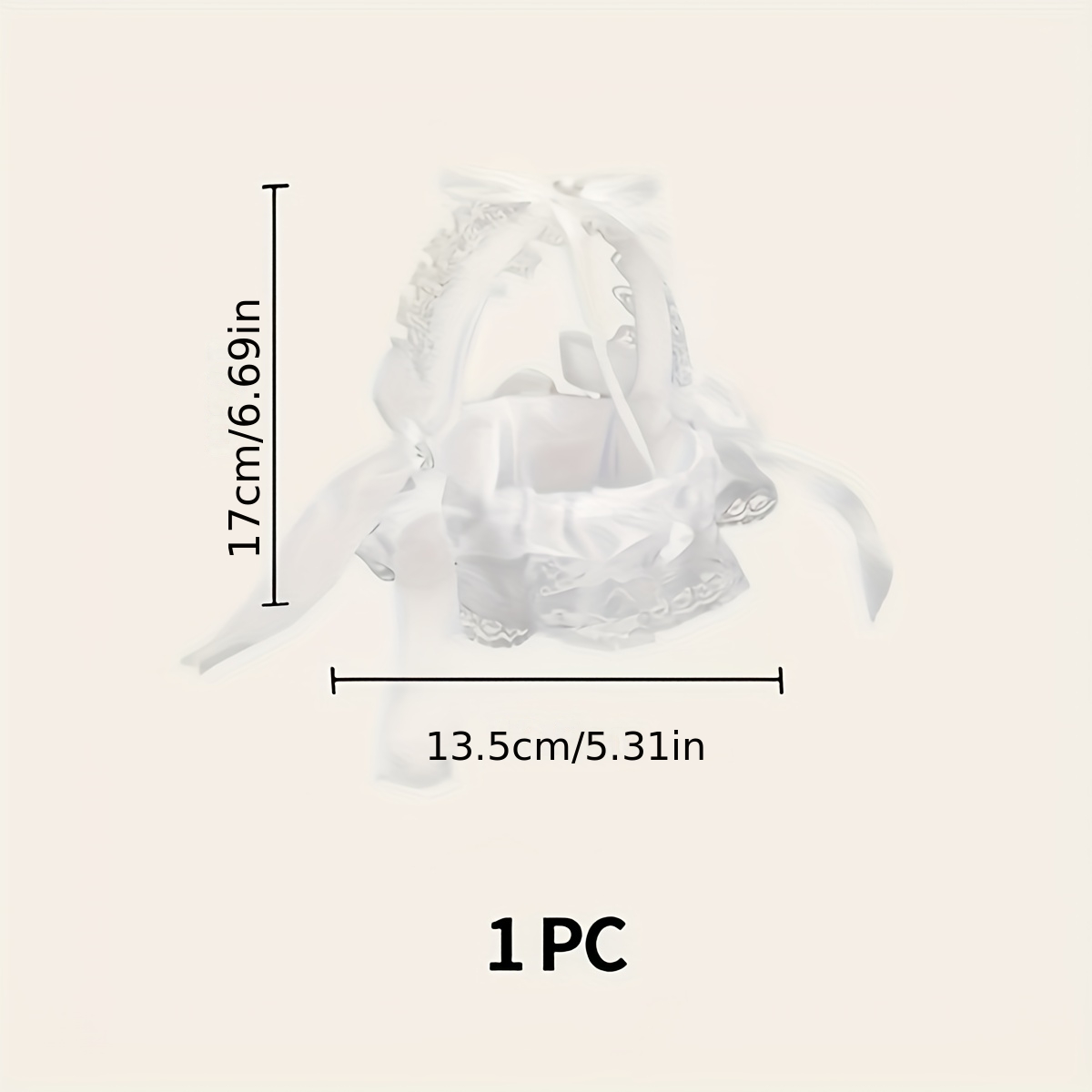 1pc Lace Western Wedding Basket Handheld Petal Flower Basket White Satin Small Flower Basket