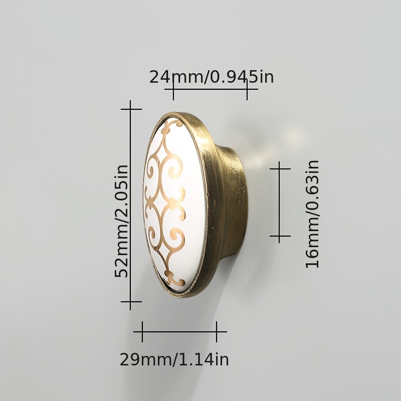 TEMU per Armadio in Ceramica Stile Cinese Metallo e Motivo Orchidea Blu - Tirante a Foro Singolo per Armadi, Ante, Porte, Accessorio Moderno per