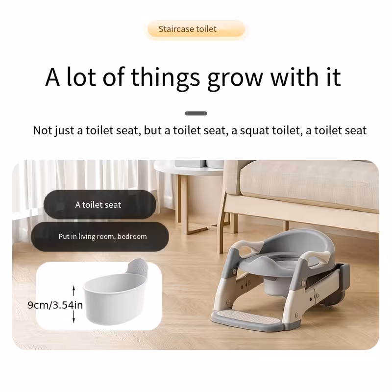3 in 1 kids potty training toilet multifunctional child toilet seat foldable step stool for kids portable toilet training potty foldable step stool ideal for home use foldable step toilet with non slip footstool adjustable height Product details 4