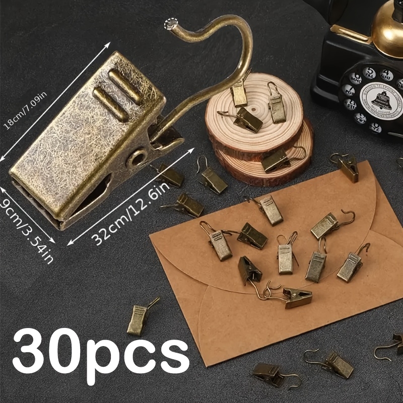 TEMU 30pcs Vintage Bronze Color Curtain Clips, Suitable For Photo Wall Fixing, Postcards, Tent Decoration, Home Decoration, Kitchen Use, Parties, And