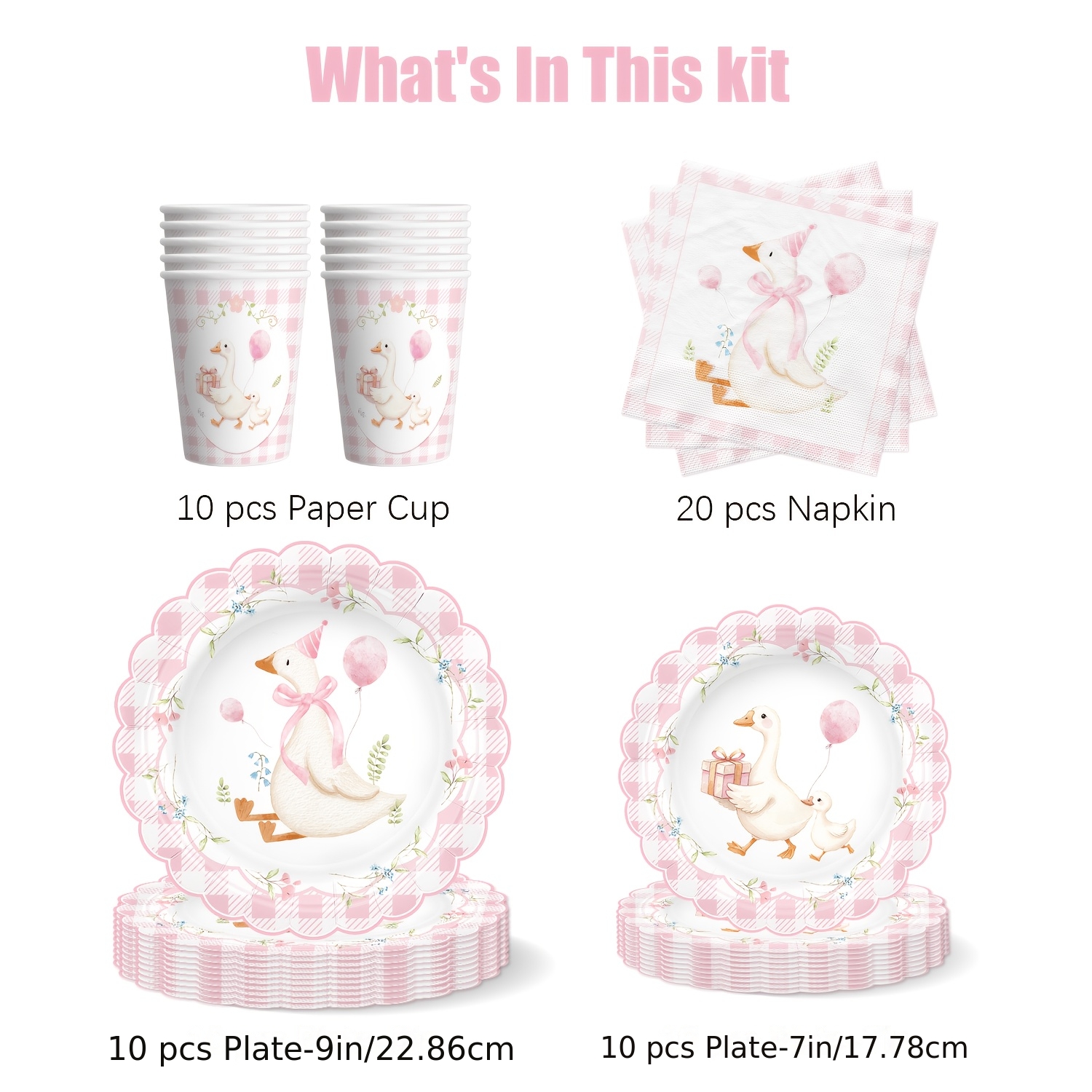 TEMU Party Plates, 50pcs Silly Goose Party Decorations, Silly Goose Party Tableware Set, Including 7-inch And 9-inch Plates, Napkins And Cups, Silly