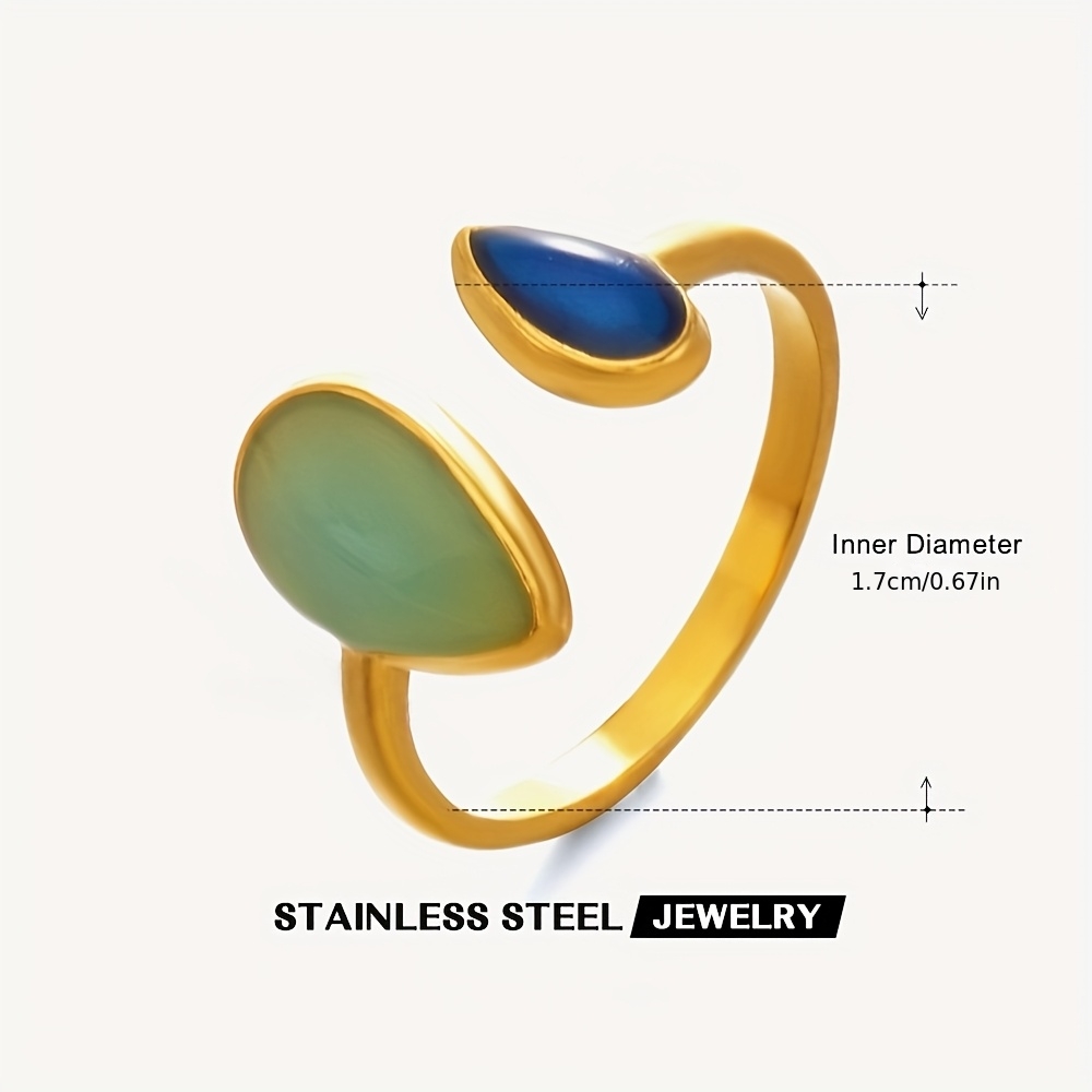 TEMU Anillo con diseño de , simple, elegante, con un de carácter y personalidad. Joyería de acero inoxidable, diseño de abierto ajustable. Anillo de