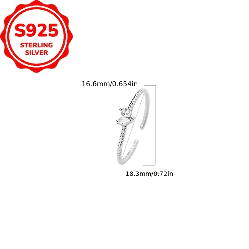 Women's 925 Sterling Silver Twisted Heart Ring, Daily Commuting