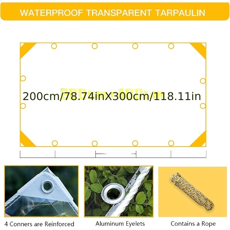 E-shop 22 Mil HD Klares Wasserdichtes Abdeckblatt, mit einem praktischen Schlüsselband. UV-Schutz, winddicht, regendicht und reißfest, geeignet zum