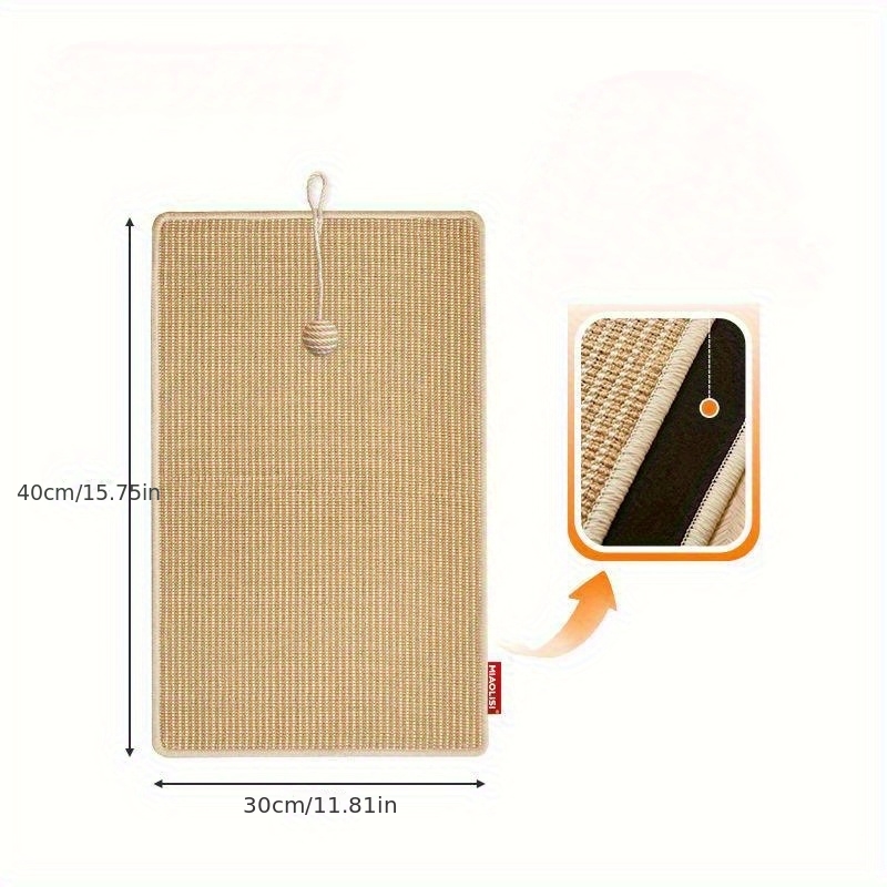 Thickened Cat Scratching Pad, Wall-mounted Jute Bed With Toy Balls, Furniture Protector Wear-resistant No Shedding
