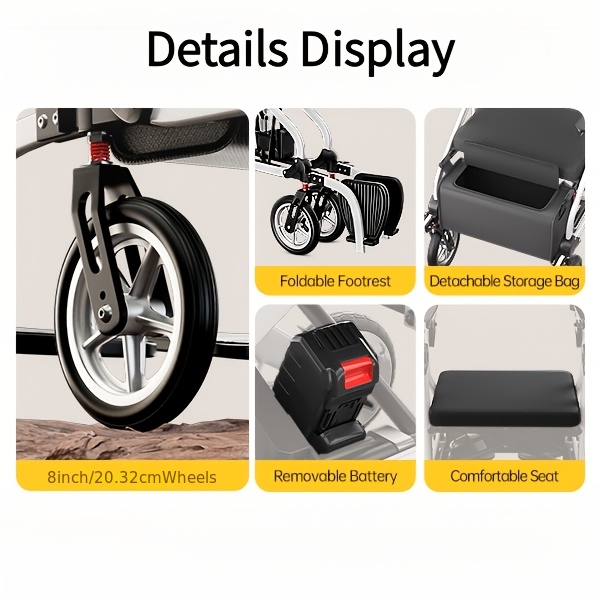 a versatile 2 in 1 electric wheelchair and walker featuring a lightweight aluminum alloy frame that weighs 38   its easy to transport offers an   range of 20 miles and can support up to 300   Product details 2