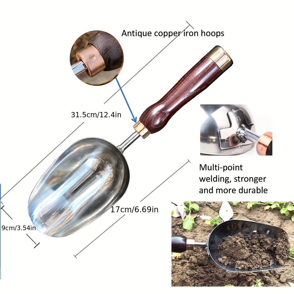 4pcs Heavy-Duty Stainless Steel Garden Tool Set - Ergonomic Ash Wood Handle, for Digging/Trenching/Planting/Transplanting + Measuring, Ideal for Rural Gardeners and Farmers