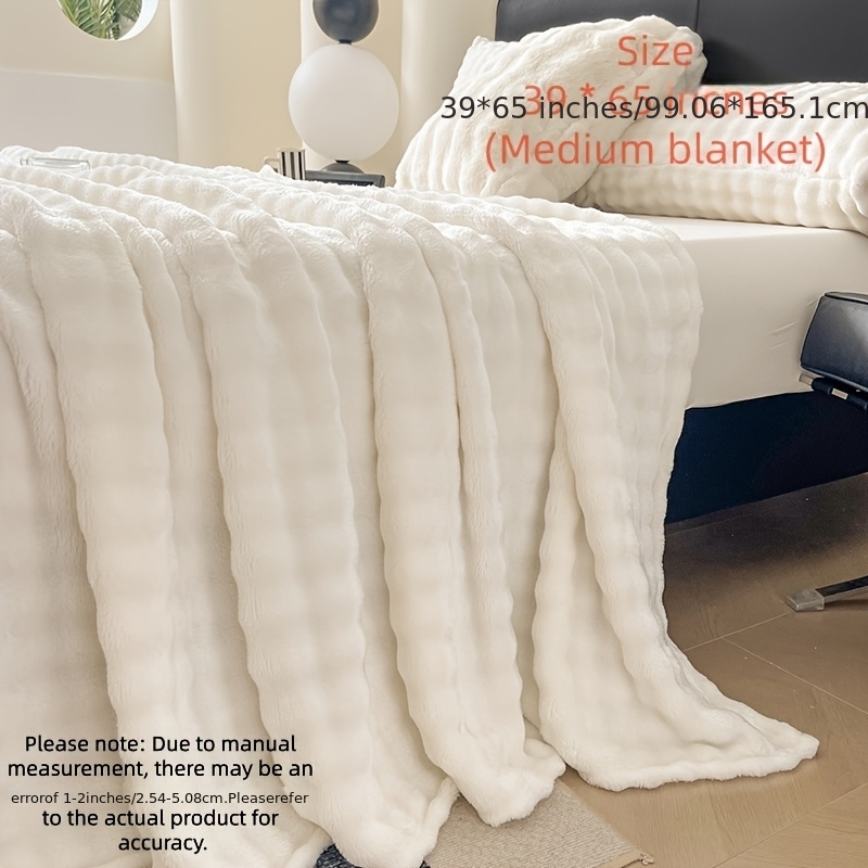 TEMU 1 pièce Couverture rayée ultra douce, simple et duveteuse, Couverture de rechange chaude, Motif à rayures , Convient à toutes , idéal pour