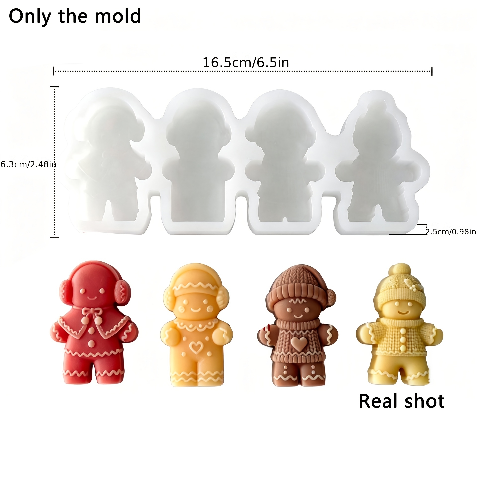 TEMU Gingerbread For Man Silicone Mold With Multi-hole & Gingerbread Figures - Reusable Suitable For Epoxy Resin, Candle, Soap Making, Clay Crafts -