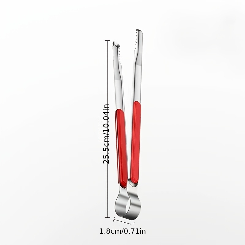 TEMU 1pc, Red, Stainless Steel Food Tongs, Grilling Tongs, Barbecue Steak, Kitchen Fish Frying, Baking Food Tongs, Creative Food Tongs, Buffet Tongs,