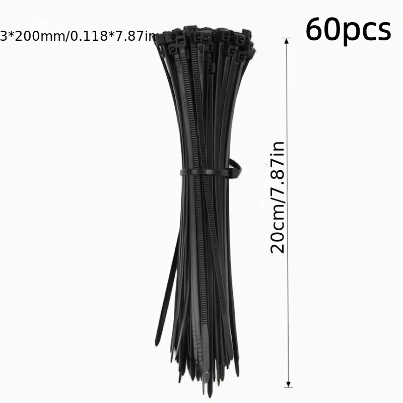 TEMU per cavi in nylon per uso da 60 pezzi, adatte per la gestione dei cavi - 3 misure (200/150/100 mm) Organizzatori per casa, ufficio, , giardino -