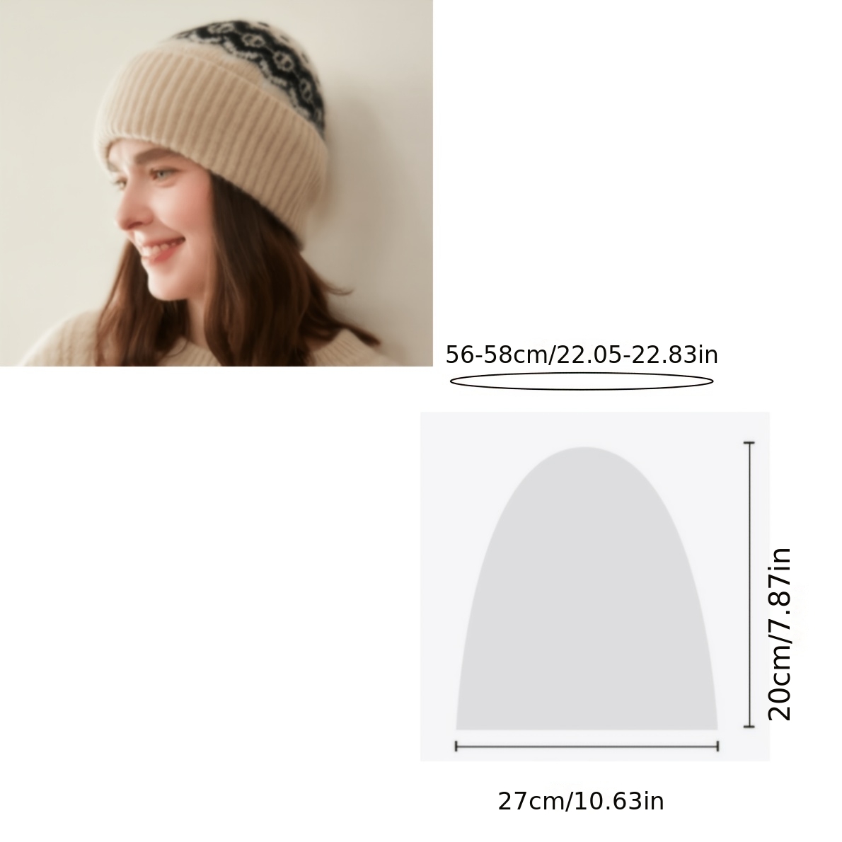 Cashmere Fair Isle Jacquard Warm Thick Hat