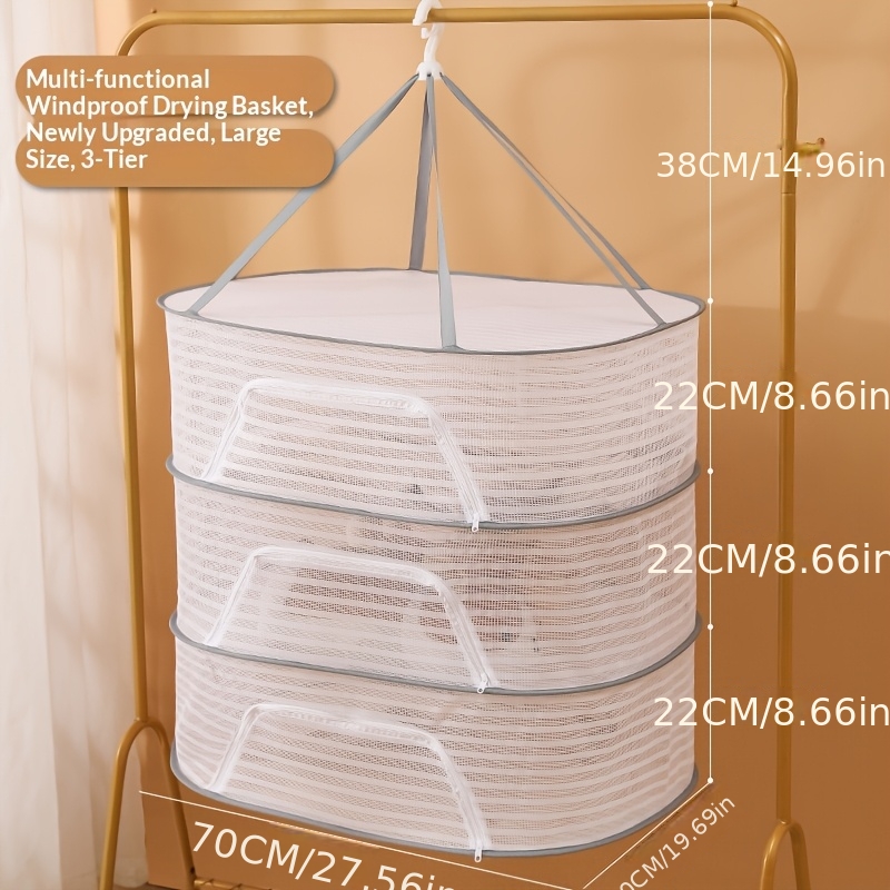 TEMU Foldable Clothes Drying Basket, Household Flat Drying Net For Cashmere Sweaters, Socks, Underwear And Sweaters, Multifunctional Anti-fly Drying