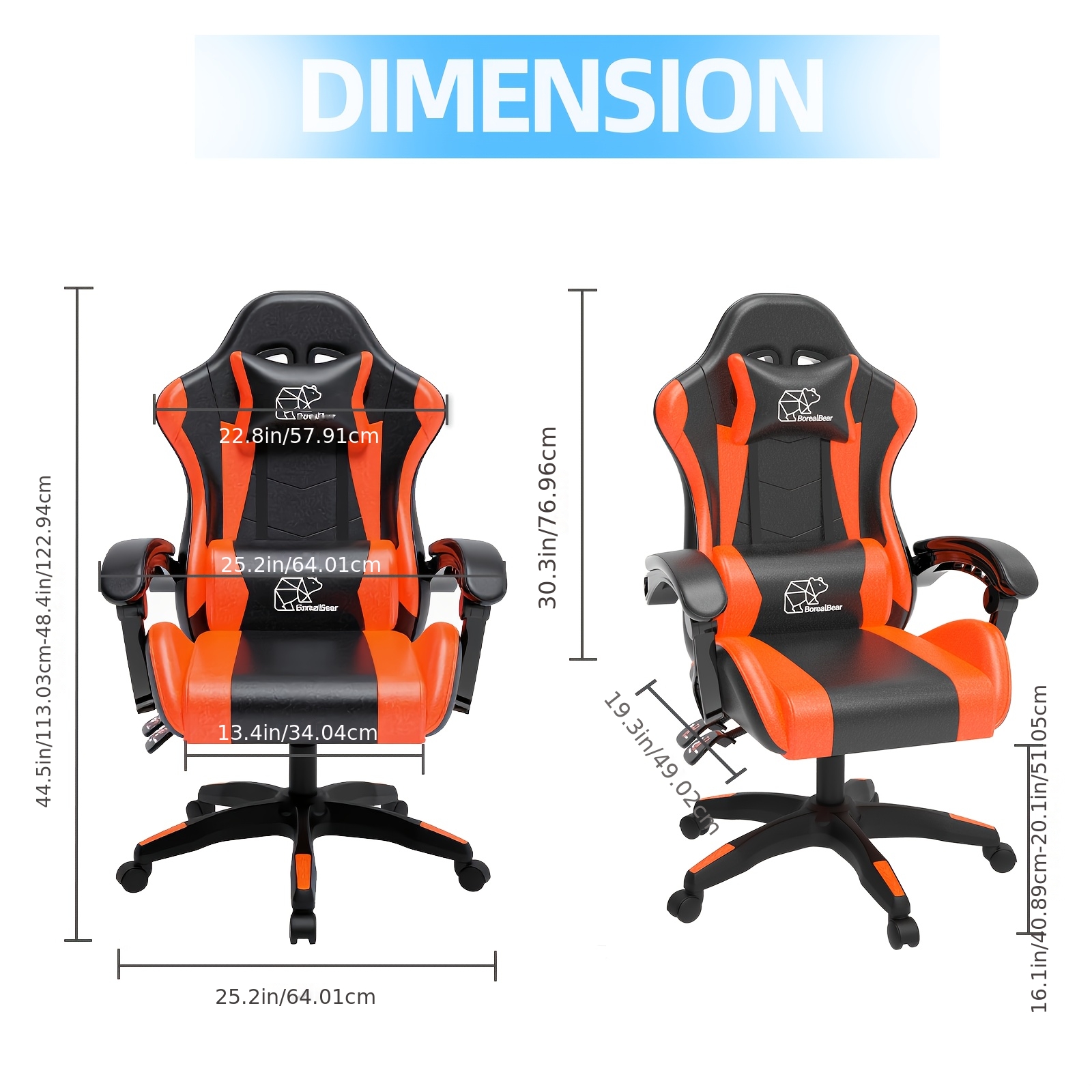 1pc Heavy-Duty Manual Recline E-Sports Chair Suitable for Adults & - Adjustable Footrest/Lumbar Support Gaming Desk Chair with Fixed Armrests, High-Padding Ergonomic Seat for Home Office Computer Chair, Modern for Home and Office Use - Image 11