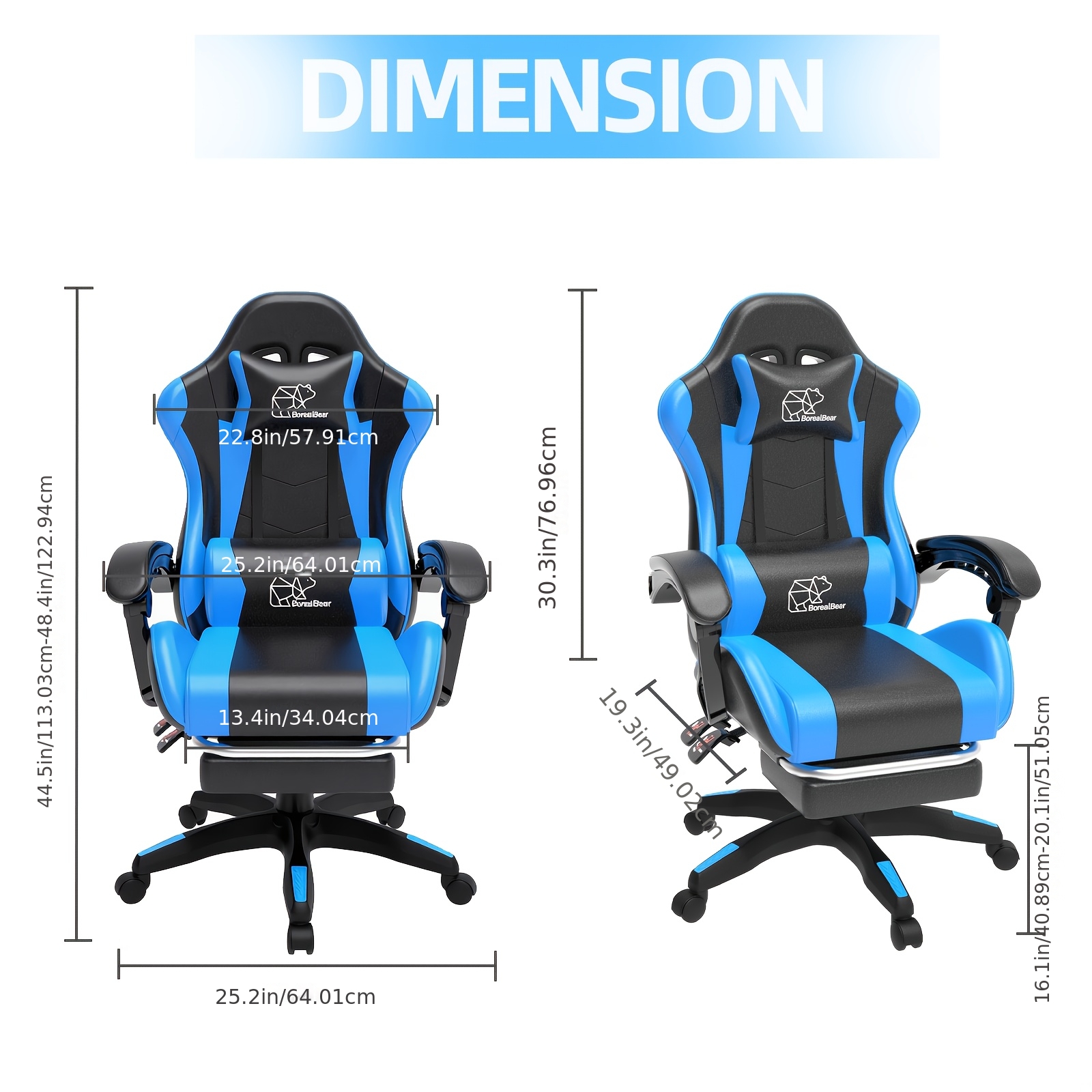 1pc Heavy-Duty Manual Recline E-Sports Chair Suitable for Adults & - Adjustable Footrest/Lumbar Support Gaming Desk Chair with Fixed Armrests, High-Padding Ergonomic Seat for Home Office Computer Chair, Modern for Home and Office Use - Image 9
