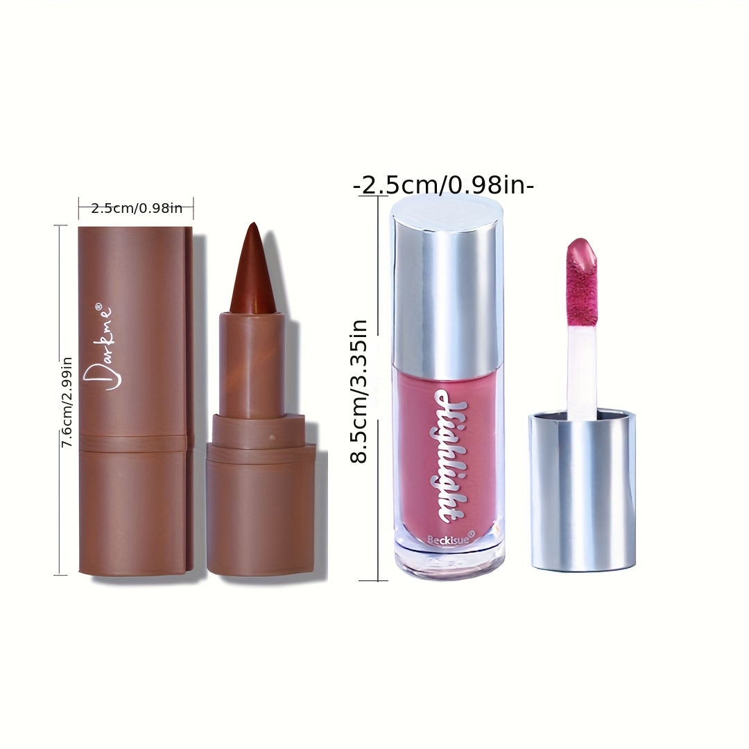 2-in-1 Nude Pink & Purple Lip Liner Gloss Mauve Nude Lip Combo - Long-Lasting Finish, No Power Needed, Easy Application for Natural Look, Beauty Product, Sleek Packaging, Highquality Finish, Lip Plumper, Lip Balm Lip Plumper