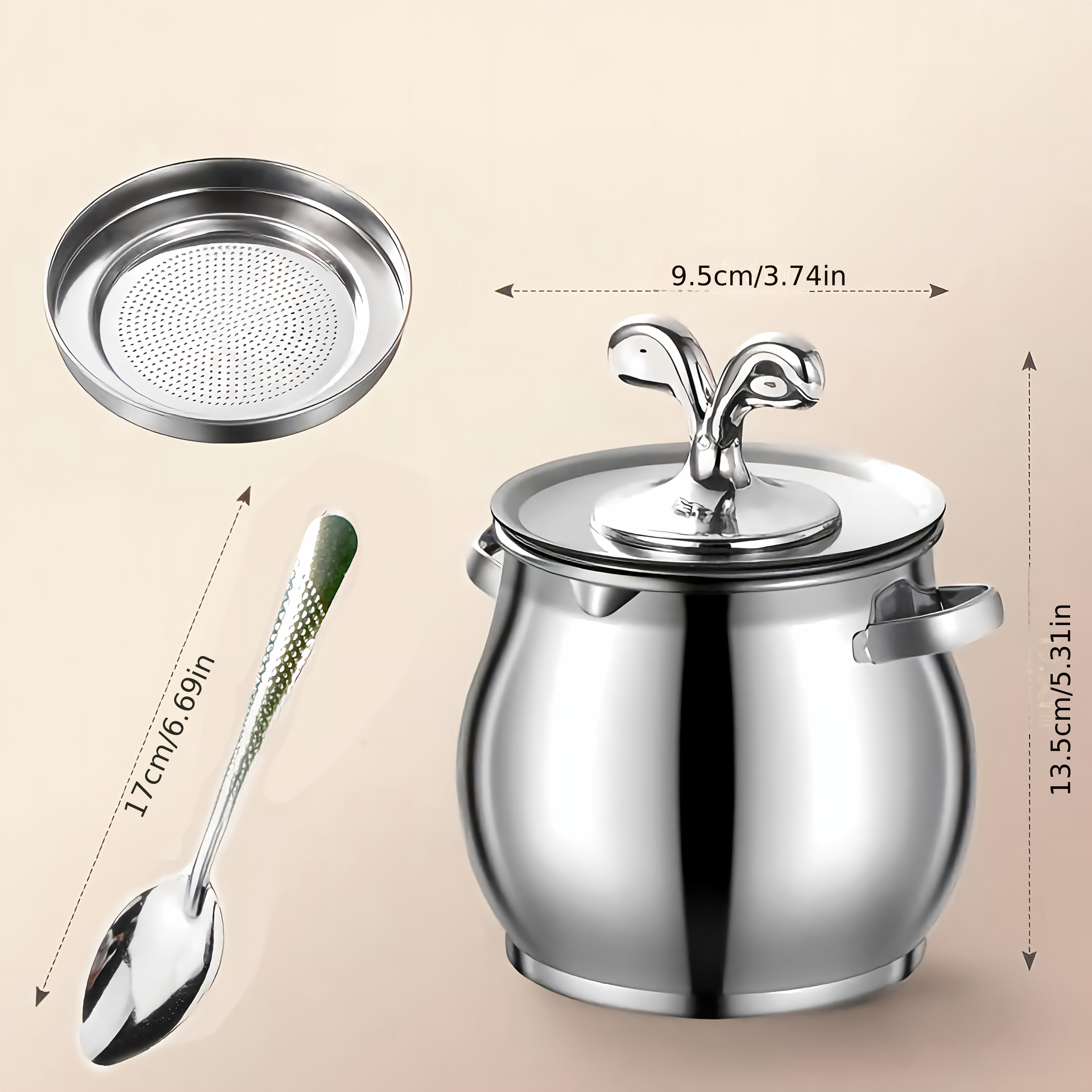 TEMU 4pcs Set - Stainless Steel Lard Can With Filter Mesh, Kitchen Oil Filter Tool