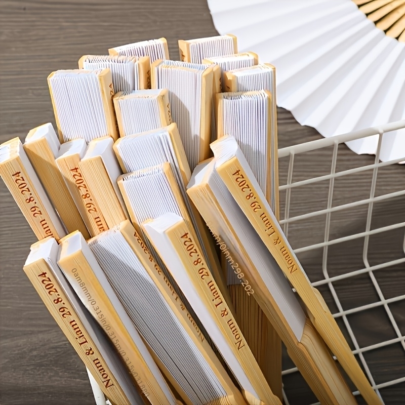 TEMU Personalized Engraved Bamboo Wedding Fans - Custom Name/text/ Suitable For Weddings, Birthdays, Parties - Bohemian Folding Fans For Guest