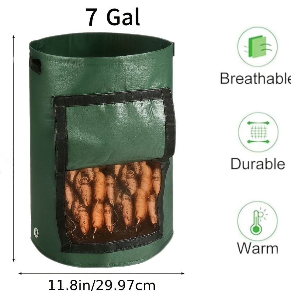 E-shop 1 Stück Kartoffel-Anzuchttasche, 10/7 Gallonen, mit Drainagelöchern, Sichtfenster, Doppelgriffen, geeignet für Zwiebeln, Karotten, Tomaten,