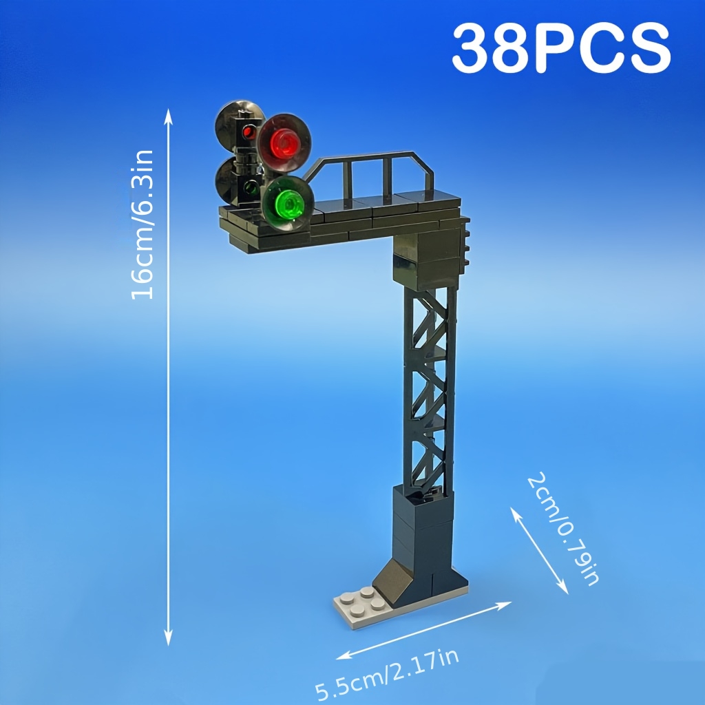 Image of 38pcs Moc Building Blocks City Track Sign Train Railway Signal Light Kids Series Road Traffic Christmas Gifts Birthday Gifts Halloween Gifts