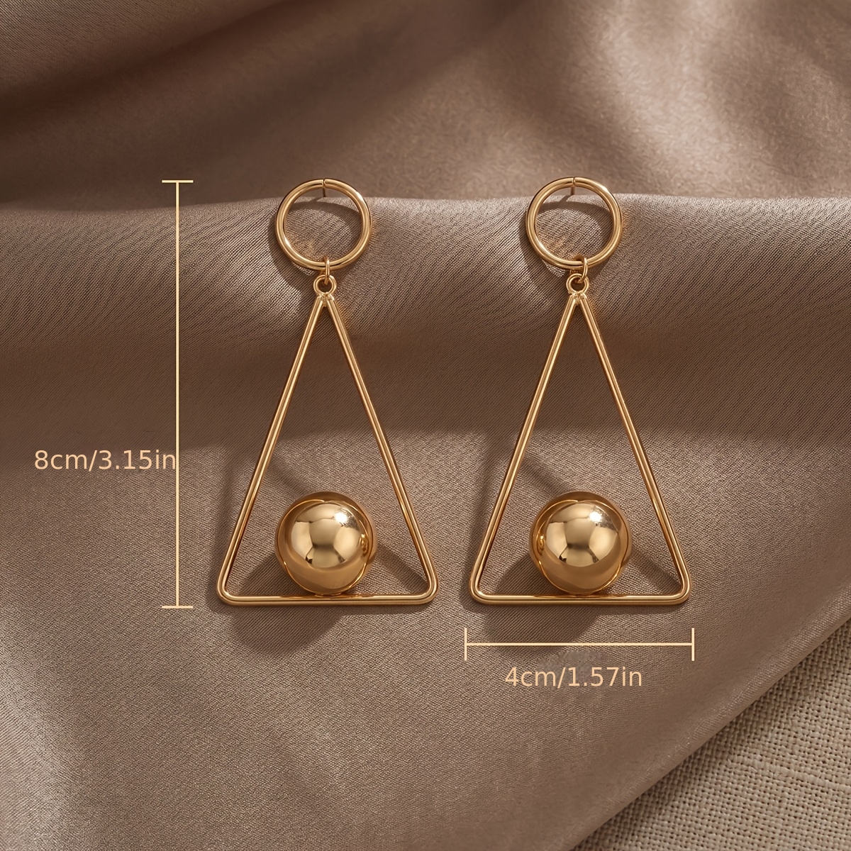Women's Hollow Triangular Frame Drop Earrings, Minimalist Style