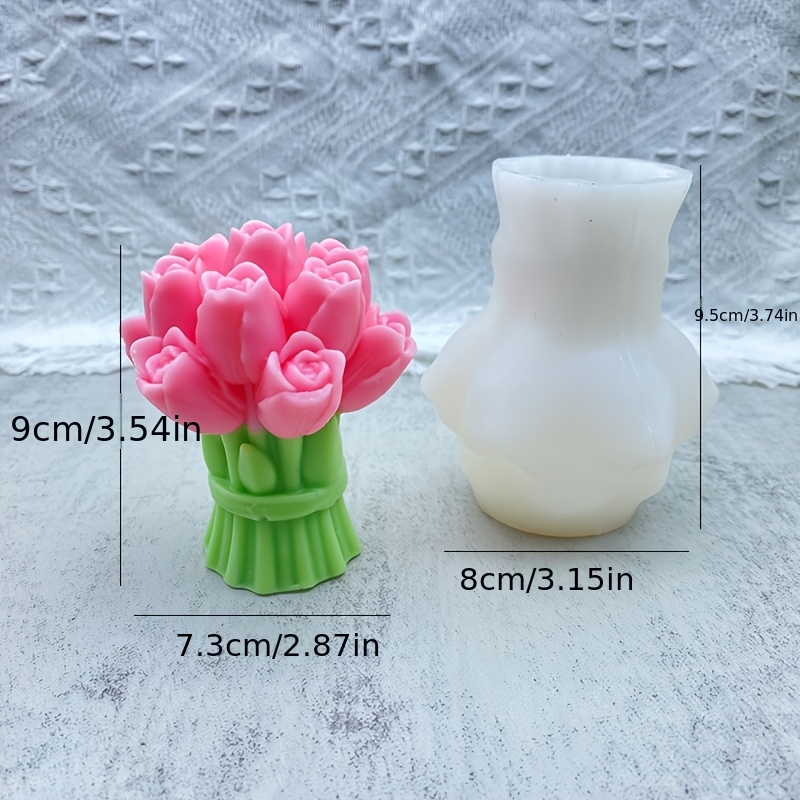 TEMU Bouquet Candle Silicone Mold, 3d Silicone Mold For Epoxy Resin Casting, Unique Floral Resin Wax Concrete Gypsum Clay Mold For Art Wedding Candle