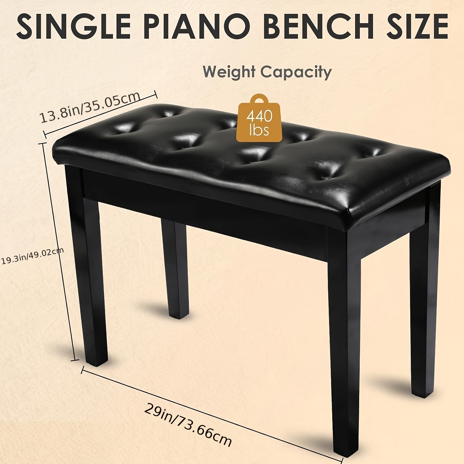 Padded Stool With Storage Box, 4cm Thick Cushion, Keyboard Instrument Bench Seat, Vanity Chair, Sofa Footrest, Shoe Changing Ottoman, Piano Stool – Christmas Gift & Birthday Present