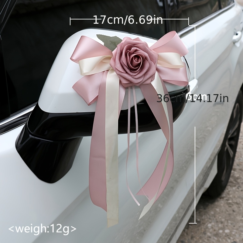 4pcs Artificial Rose Flowers with Green Leaves for Wedding Decor