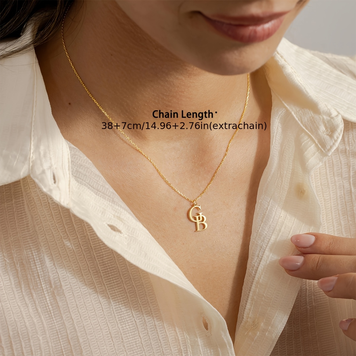 Women's Minimalist Uppercase Letter Pendant Necklace, Personalized