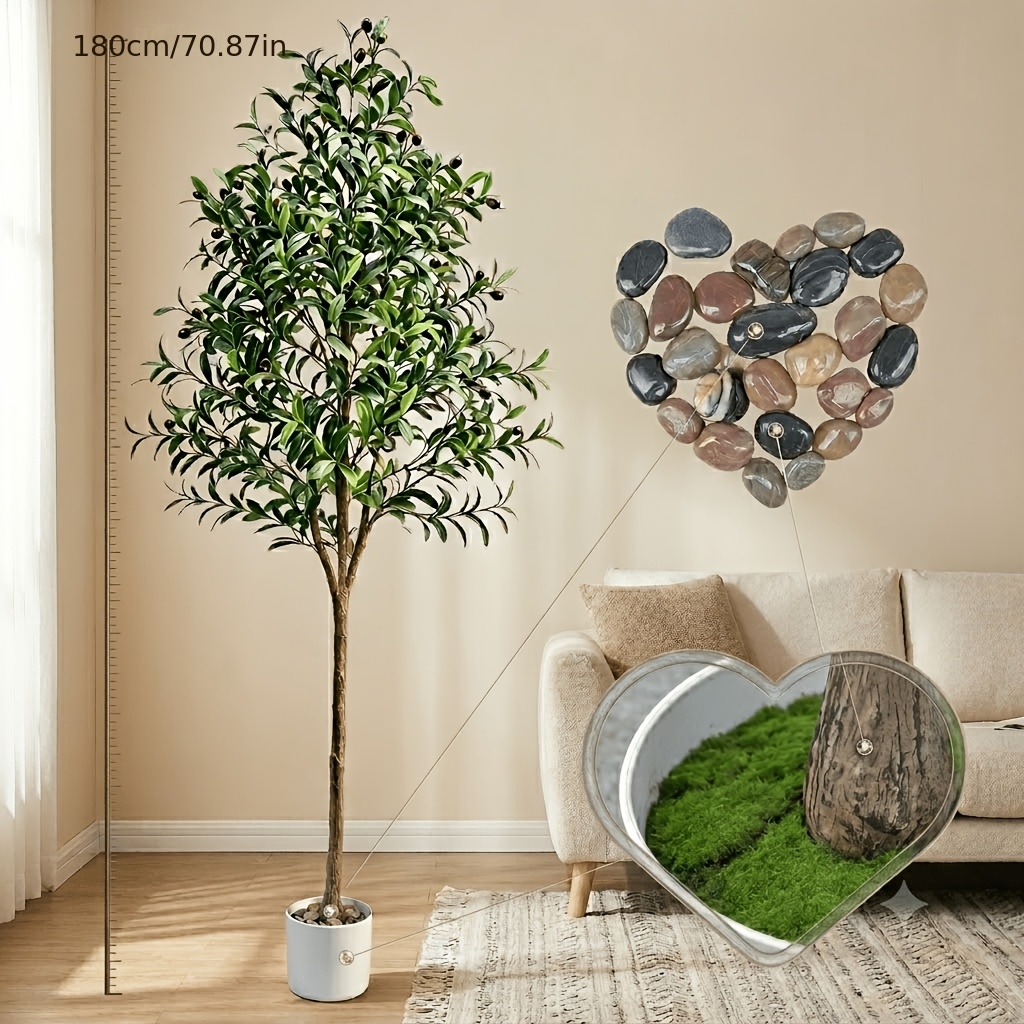TEMU Point Olive Trees Artificial Indoor, 6ft Tall Faux Olive Tree With , Artificial Plants With Natural Wood Trunk, Realistic Leaves And Lifelike