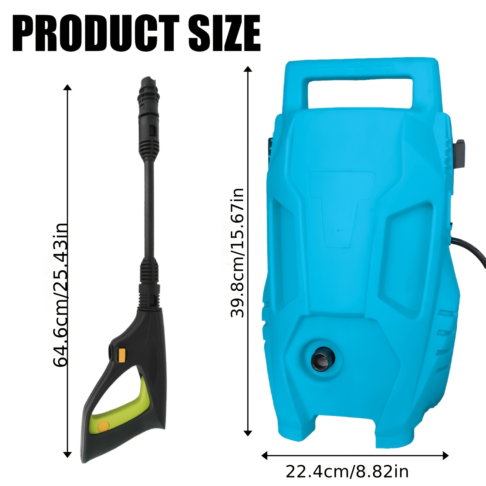 pressure washer portable jet washer high pressure washers 130 bar   washer with hose   cord snow foam bottle adjustable nozzle for patio car fences vehicles blue