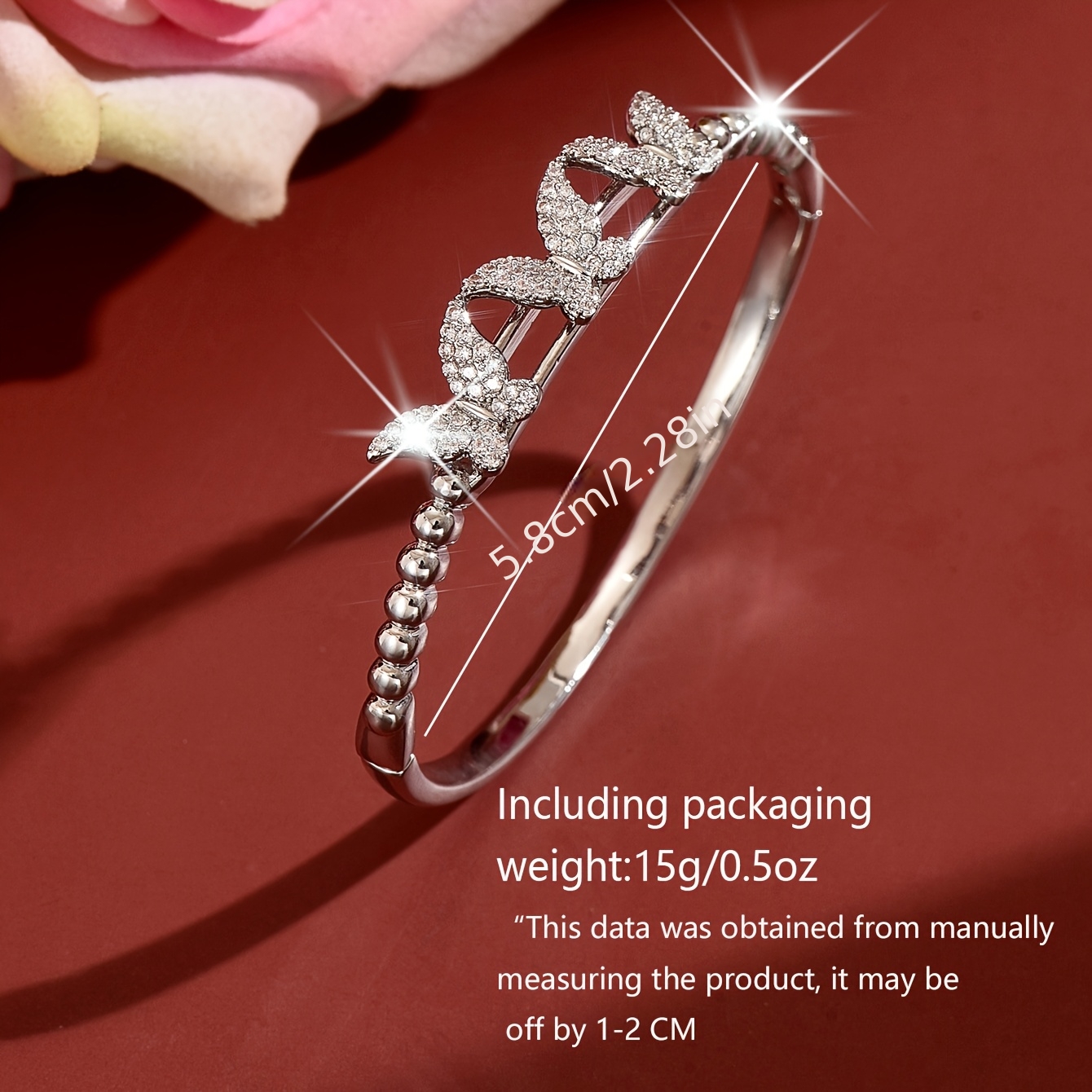 Women's Elegant Butterfly Rhinestone Bracelet, Romantic Accessory