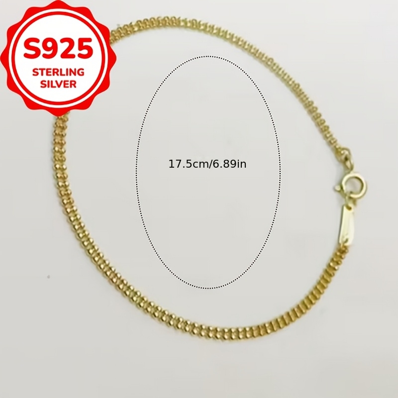 S925 Silver Minimalist Plain Chain Double-Layer Bead Bracelet