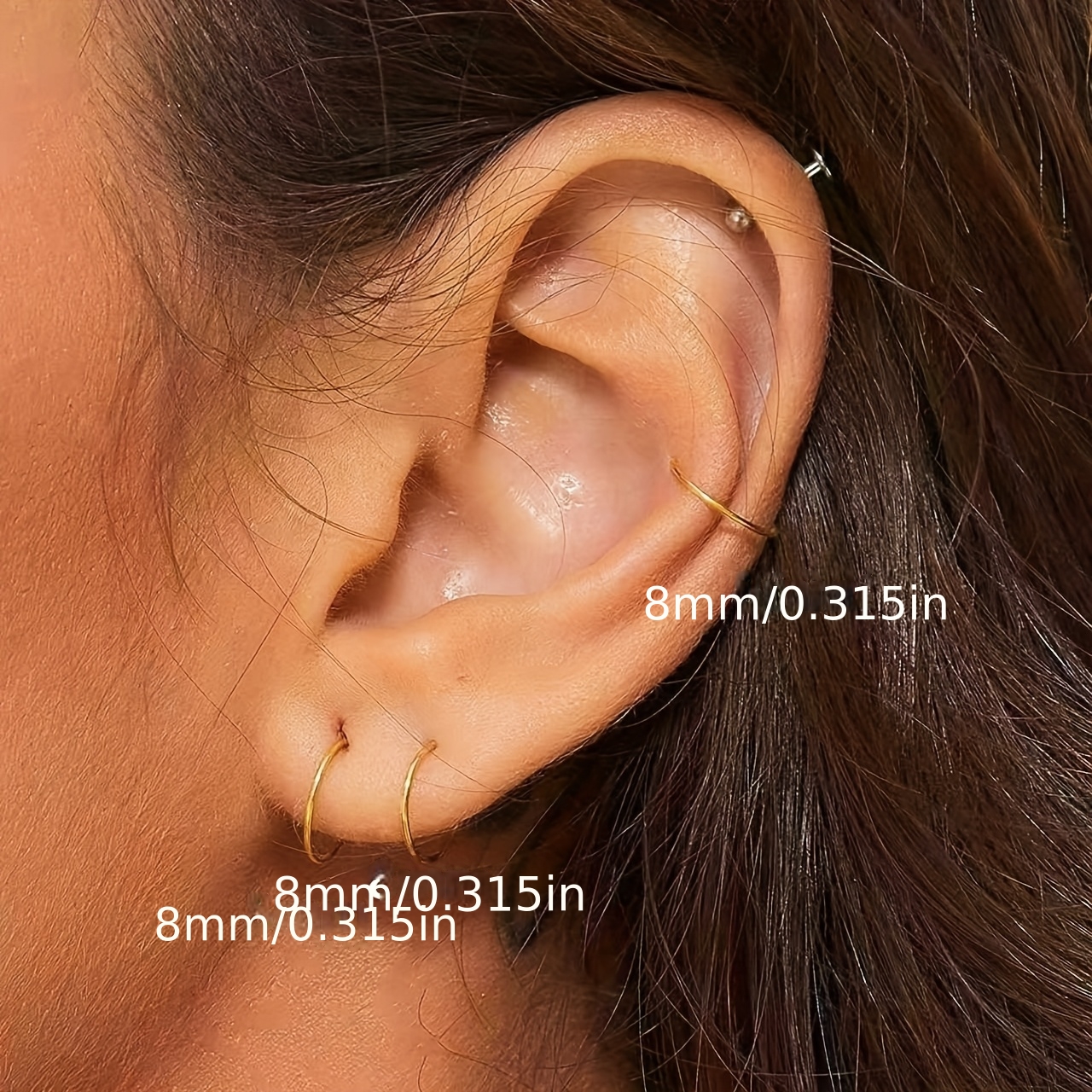 8pcs exquisite small full body steel open hoop