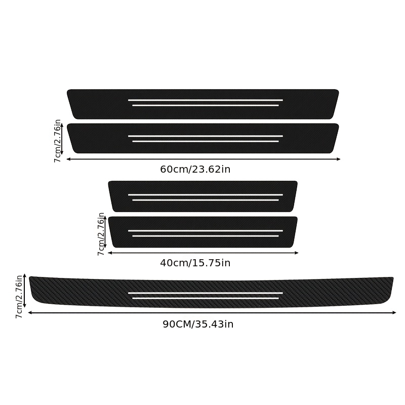5pcs Set Of 2 Pu Leather Universal Black Car Door Sill Protector Strips, Scratch-resistant + -on + Anti-scuff + Waterproof & Non-slip, Welcome Step Plate, Easy Damage-free Installation