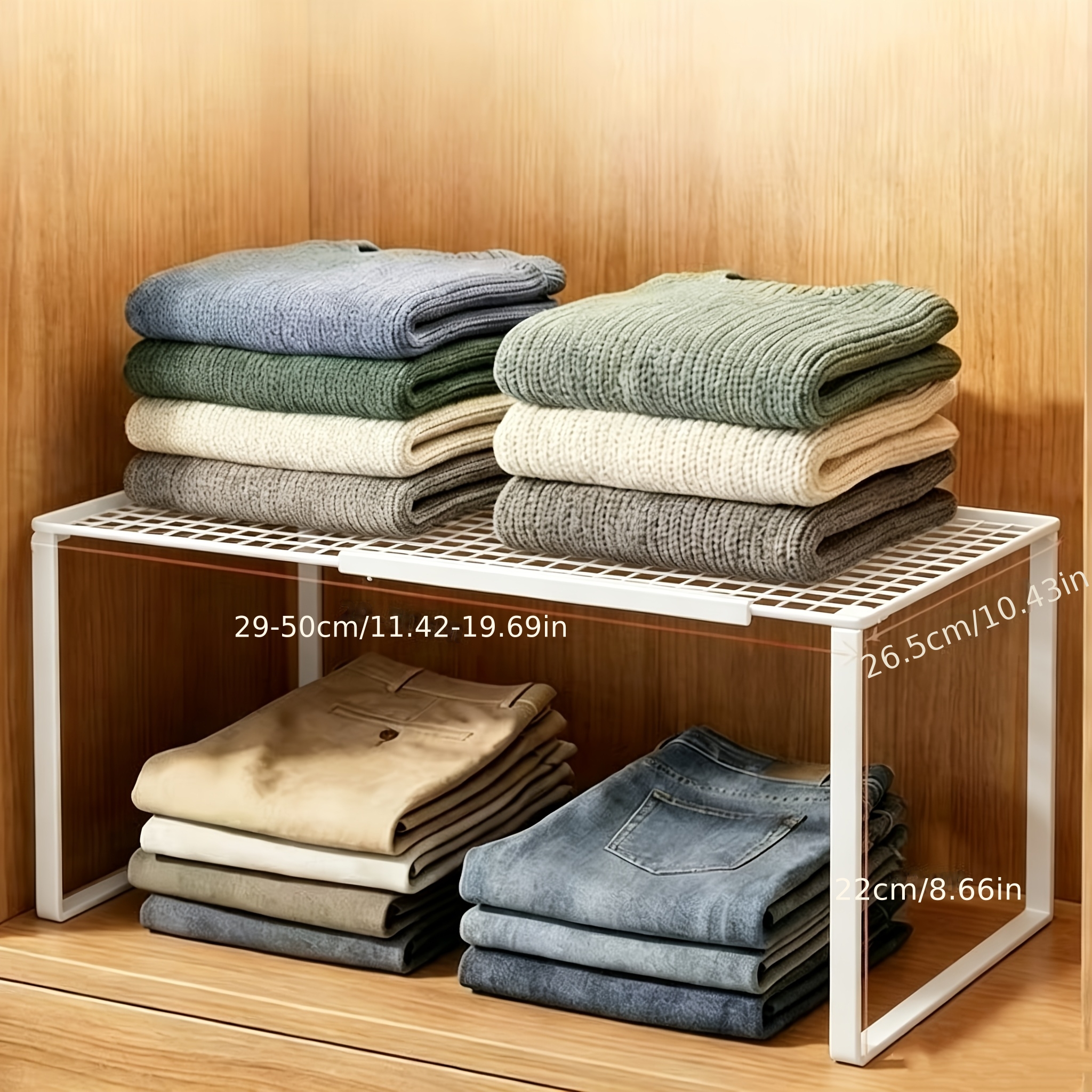 1pc heavy duty adjustable closet shelf organizer height adjustable vertical storage rack retractable   saving clothes and shoe rack suitable for cabinets   compatible with   shelf systems closet organizer