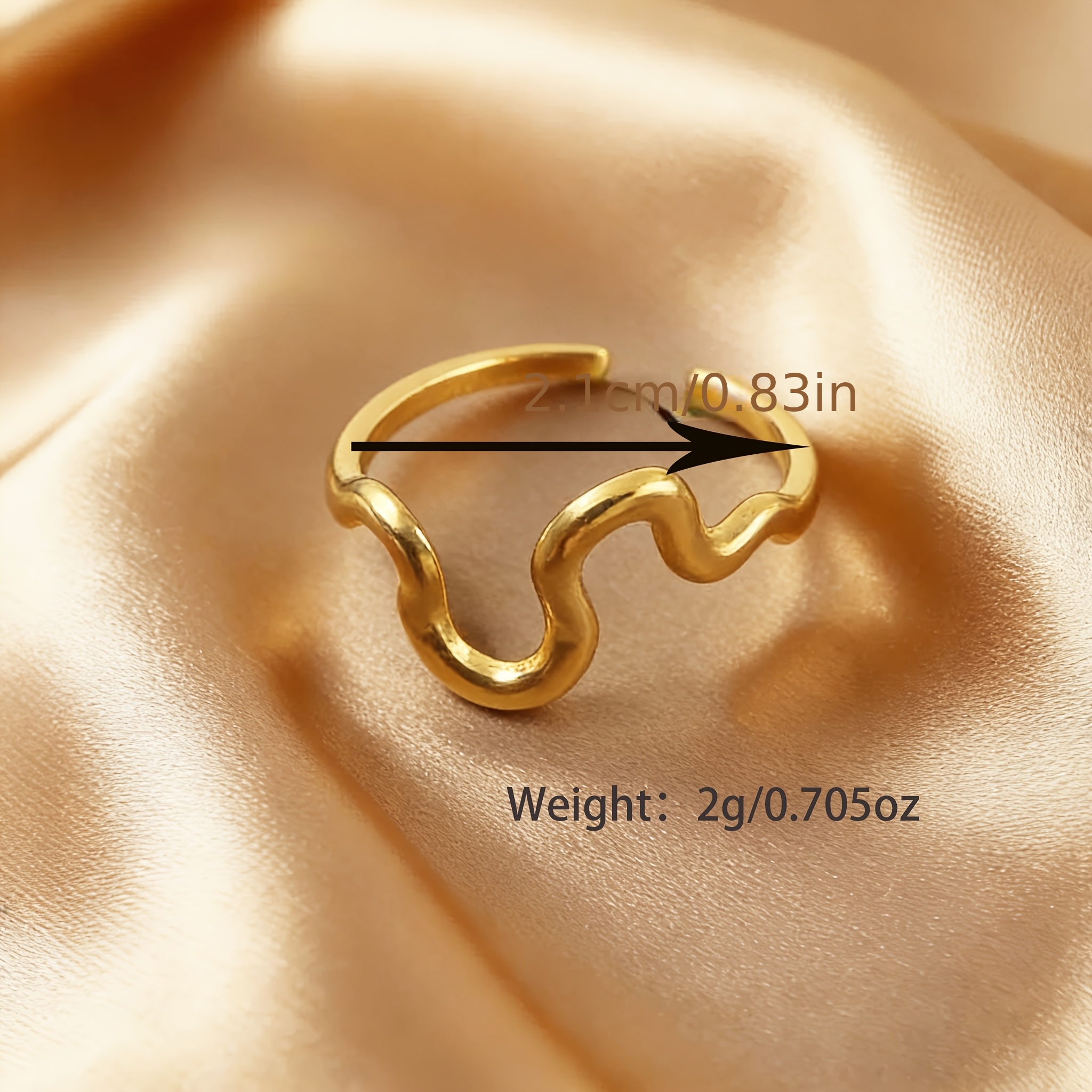 Women's Personalized Irregular Geometric Opening Ring, Minimalist