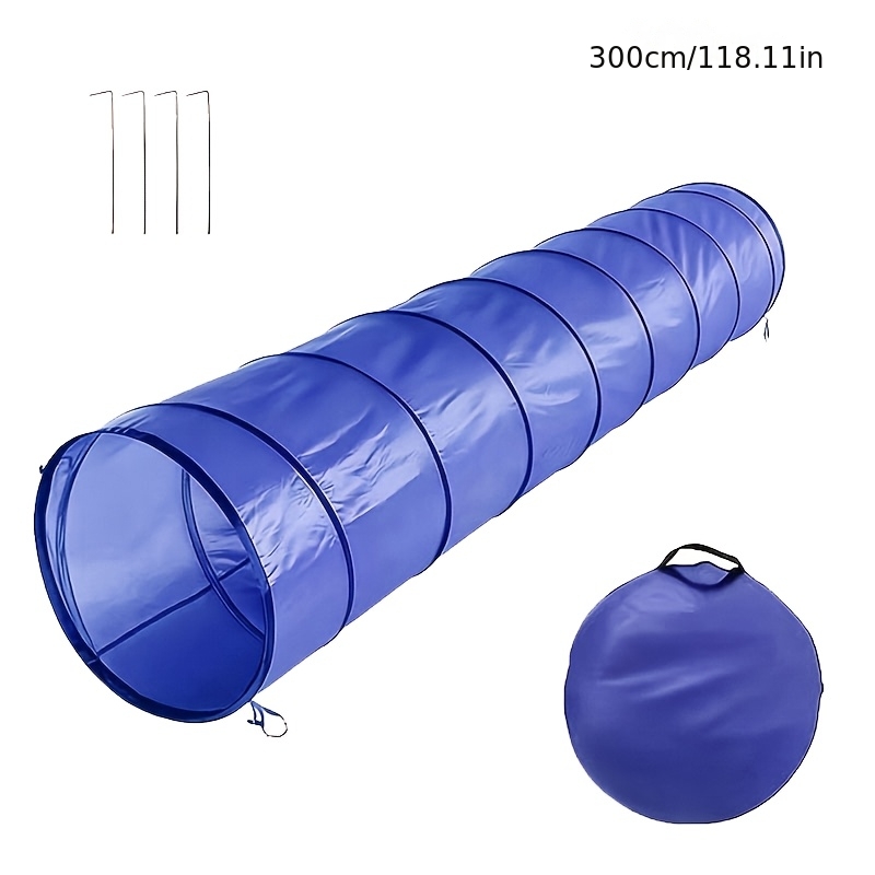 TEMU 1pc Polyester Fiber Dog Agility Training Tunnel, Foldable Crawling Tunnel, Suitable For Outdoor Canine Sports Training, Pet Flexibility Course