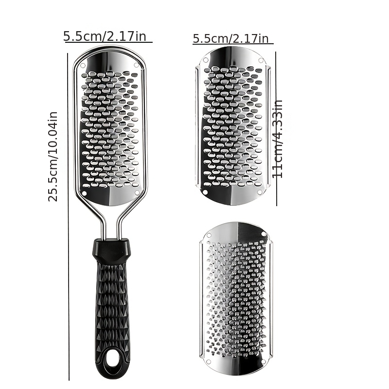 TEMU 3pcs Stainless Steel Foot File Set With Metal Foot Rasp And Replacement , Manual Foot File (non-electric) Professional Pedicure Stainless Steel