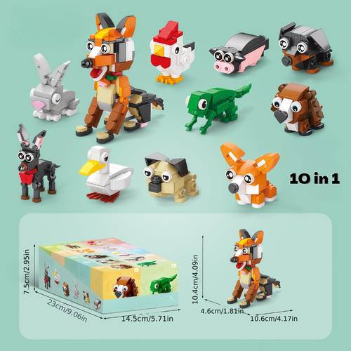 item picture 10pcs set animal building block set including puppies rabbits ducks and cute small animal model building block sets a christmas gift perfect gift box for